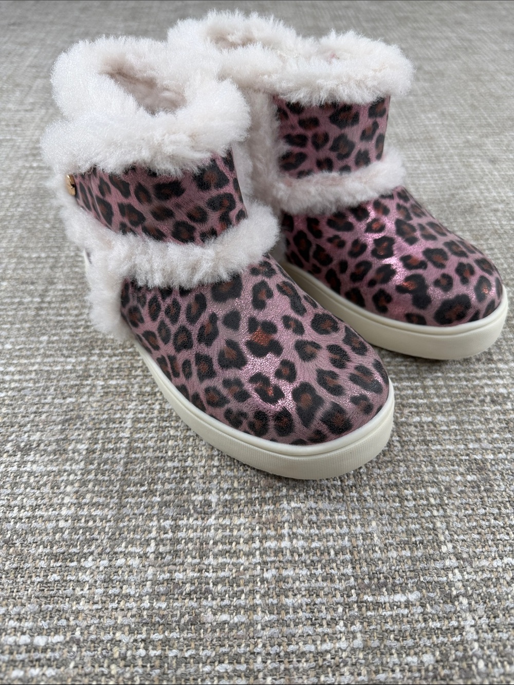 Children’s Pink Leopard Faux Fur Ankle Boots Dr. scholl’s